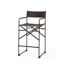 Load image into Gallery viewer, Leather And Metal Bar Chair - Brown / Black