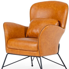 Load image into Gallery viewer, Faux Leather Shelter Style Accent Chair - Carmel Brown