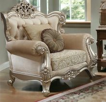 Load image into Gallery viewer, Fabric Damask Chair And A Half And Toss Pillows - Champagne