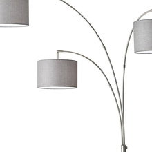 Load image into Gallery viewer, Three Light Adjustable LED Tree Floor Lamp With Gray Drum Shade - White