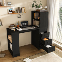 Load image into Gallery viewer, Computer Desk With 4 In 1 Socket & 3 Drawers, 4 Tier Shelves