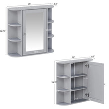 Load image into Gallery viewer, Bathroom Wall Storage Cabinet With Mirror And Adjustable Shelf, 6 Open Shelves