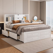 Load image into Gallery viewer, Platform Bed With Storage Headboard And 8 Drawers