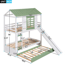 Load image into Gallery viewer, Twin Over Twin House Bunk Bed With Convertible Slide And Trundle - White