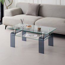 Load image into Gallery viewer, Modern Tempered Glass Coffee Table With 2 Tier Storage For Living Room