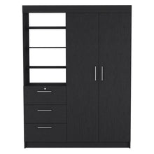 Load image into Gallery viewer, 79" Wood Two Door Three Drawer Combo Dresser - Black