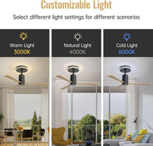 Load image into Gallery viewer, Modern Flush Mount Ceiling Fan With Led Light And Remote Control, 3 ABS Blades Noiseless Reversible Dc Motor For Patio Living Room - Matte Black