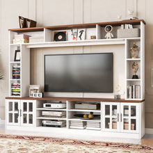 Load image into Gallery viewer, Wall Unit Entertainment Center With Bookshelves For TVs Up To 80", Tempered Glass Doors And Adjustable Shelves