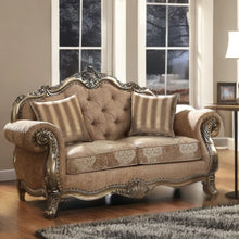 Load image into Gallery viewer, Damask Chesterfield Loveseat - Brown / Platinum