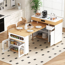 Load image into Gallery viewer, Extendable Dining Table With Folding Top, Rolling Kitchen Island With Drawers And Power Outlet