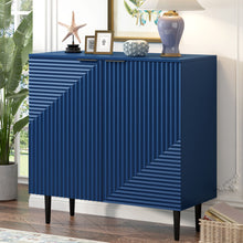 Load image into Gallery viewer, Side Cabinet With Adjustable Shelves And Geometric Door Panels - Navy Blue