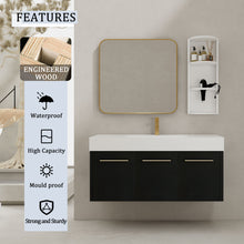 Load image into Gallery viewer, Modern Wall Mounted Bathroom Vanity With Thick Edge Resin Sink And Storage Rack