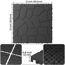 Load image into Gallery viewer, Stone Texture Patio Deck Tiles, Diy Interlocking Outdoor Floor Tiles (Set of 44) - Dark Grey