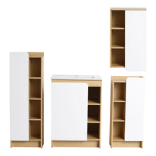 Load image into Gallery viewer, 4 Piece Bathroom Vanity Set With Sink, Vanity Combo With Storage Cabinets - Black / Light Oak / White