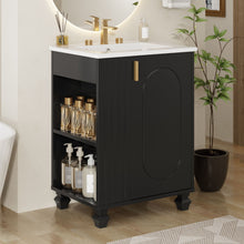 Load image into Gallery viewer, Classic Retro Bathroom Vanity With Sink, Door Shelf, Side Open Storage Frame