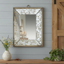 Load image into Gallery viewer, 12" Metal Framed Antiqued Glass Accent Mirror - Silver