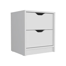 Load image into Gallery viewer, 19" Two Drawer Faux Wood Nightstand - White