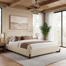Load image into Gallery viewer, King Upholstered Bed With Slats Support - Beige