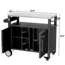 Load image into Gallery viewer, Outdoor Grill Cart With Storage, Rolling Bar Cart With Hooks And Spice Rack Stainless Steel
