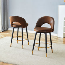 Load image into Gallery viewer, Upholstered Rotatable Bar Chair With Metal Legs For Dining Room
