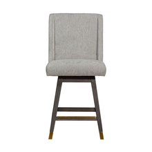 Load image into Gallery viewer, Upholstered And Solid Wood Swivel Counter Height Bar Chair - Brown And Gray
