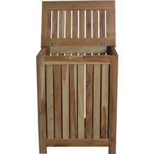 Load image into Gallery viewer, Compact Teak Laundy Storage With Removable Bag - Natural
