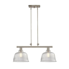 Load image into Gallery viewer, Kitchen Island Two Light Metal Transparent Glass Dimmable Chandelier With Shades - Nickel