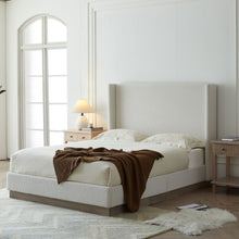 Load image into Gallery viewer, Hosford - Minimalist Upholstered Wingback Bed With Wood Base Platform