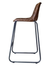 Load image into Gallery viewer, Leather Counter Height Bar Chair With Footrest 38" - Brown and Black