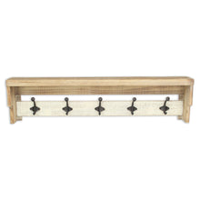 Load image into Gallery viewer, 32" Wood Five Hook Wall Mount Coat Rack - Natural