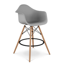 Load image into Gallery viewer, Heavy Duty Plastic And Solid Wood Low Back Counter Height Bar Chair - Gray And Brown