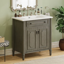 Load image into Gallery viewer, Vintage Bathroom Vanity With Sink, Rustic Cabinet With Soft Close Doors