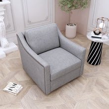 Load image into Gallery viewer, 360 Degree Swivel Armchair, Skin Friendly Fabric, Ergonomic Design, Brass Nail Decorative Armchair