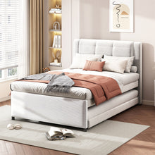 Load image into Gallery viewer, Upholstery Platform Bed With Trundle, Trundle Can Be Flat Or Erected