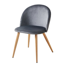 Load image into Gallery viewer, Velvet Metal Dining Side Chair - Charcoal / Oak