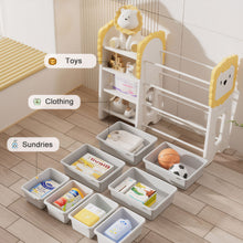 Load image into Gallery viewer, Kids Bookshelf And Toy Storage, 4 Tier Toy Organizers With 8 Removable Storage Bins, Kids Toy Storage Organizer For Study Room - Gray / White / Yellow