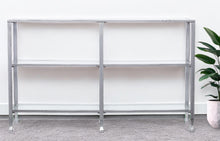Load image into Gallery viewer, Glass Distressed Frame Console Table With Shelves - Clear / Silver