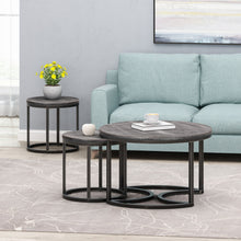 Load image into Gallery viewer, Icebergs - 3 Piece Coffee Table Set With Wood Top And Iron Base - Black / Gray