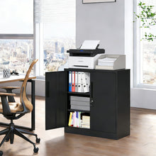 Load image into Gallery viewer, Heavy Duty Storage Cabinet With Lock, 2 Door File Cabinet With 2 Adjustable Shelves - Black