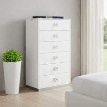Load image into Gallery viewer, Solid Wood Stainless Steel Six Drawer Chest - White