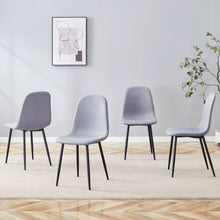 Load image into Gallery viewer, Luxury Simple Chair Linen Cotton High Resilience Dining Chair With Black Metal Legs (Set of 4) - Light Gray