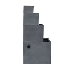 Load image into Gallery viewer, Cement 4 Tier Block Water Fountain Outdoor - Gray