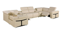Load image into Gallery viewer, Power Reclining Italian Leather Eight Piece Corner Sectional With Console - Beige