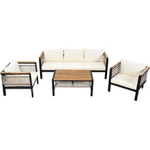 Load image into Gallery viewer, 4 Pieces Outdoor Sectional Sofa Set 5 Person Patio Seating Group Outdoor Conversation Set With Cushions And A Coffee Table For Patios