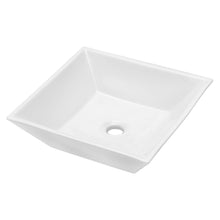 Load image into Gallery viewer, 16" 6" Modern European Square Vessel Sink Glossy Porcelain Bathroom Vanity Top Above Counter Ceramic Basin - White