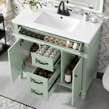 Load image into Gallery viewer, Bathroom Vanity With Sink, Flip-Out Top Drawer, Soft Close Doors, 2 Storage Drawers