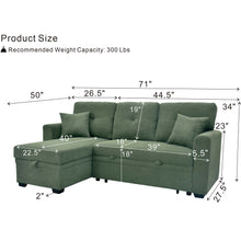 Load image into Gallery viewer, Sleeper Sectional With Pull Out Bed, Reversible Chaise