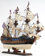 Load image into Gallery viewer, Hand Painted 1700 Goto Predestination Medium Model Boat - Blue / Brown