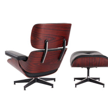 Load image into Gallery viewer, Tufted Leather And Dark Brown Swivel Lounge Chair with Ottoman 35" - Black