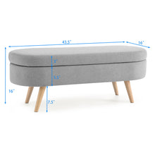 Load image into Gallery viewer, Ottoman Oval Storage Bench With Rubber Wood Legs Linen - Gray